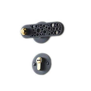 Imagem de Puxador de porta de uso interno mudo vazado maçaneta de porta de direção sem chave para banheiro, cozinha, quarto, escritório, entrada, maçaneta/fechadura falsa pvd (fechadura falsa dourada preta)