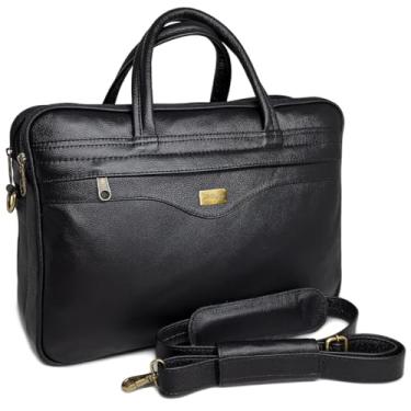 Imagem de Bolsa Pasta Masculina De Couro Legítimo Para Notebook (Preto)