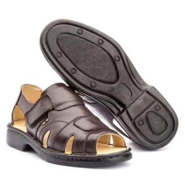 Imagem de Sandalia Confort Gel Masculina em Couro Bovino Legitimo-Masculino