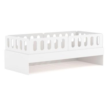 Imagem de Cama Solteiro Com 04 Grades E Cabeceira Anatômica Removíveis Branco Housin