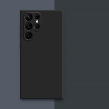 Imagem de Capa quadrada de silicone líquido para Samsung Galaxy S23 Ultra S22 Plus S21 FE S20 Note 20 10 Capa protetora de tecido macio para telefone Back Cove, preta, para Samsung S22 Plus