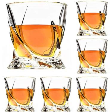 Imagem de Conjunto de 6 copos de uísque de cristal premium, copo de cristal sem chumbo, copos de degustação, copos escoceses, copos antiquados, copos para beber uísque irlandês, bourbon, tequila (torção, 283 g)