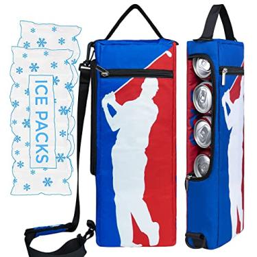 Imagem de Bolsa térmica de golfe mais bolsa térmica com face macia - comporta 6 pacotes de latas ou 2 garrafas de vinho - manga cinza camuflada para cerveja de golfe preta cabe discretamente em sacos de golfe