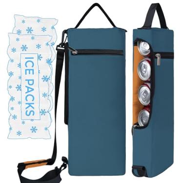 Imagem de Bolsa térmica de golfe mais bolsa de gelo – refrigerador isolado de lado macio comporta 6 latas ou 2 garrafas de vinho - manga de cerveja camuflada cinza cabe discretamente em sacos de golfe - preta