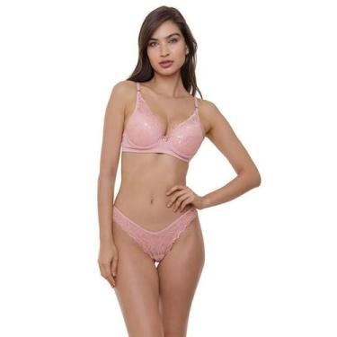 Imagem de Conjunto Com Renda Rosa Sepie 24240 Microfibra, Rosa, GG