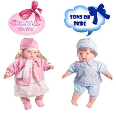 Imagem de Kit Bonecas Gemeas Menino Joao Pedro e Menina Classic Rose - Milk Brin