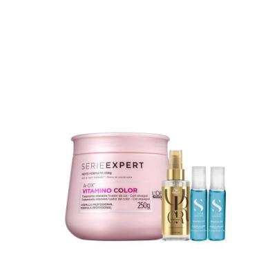 Imagem de Kit LOreal p/ Cabelos Coloridos  Máscara, Oil R. e 2 Ampolas - L'Oréal