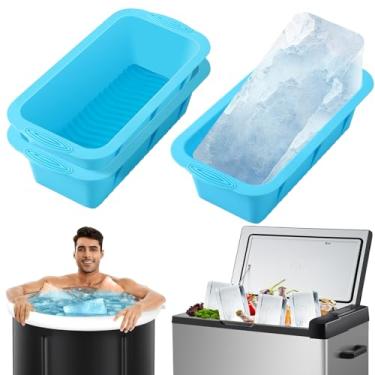 Imagem de JULBEAR Moldes de bloco de gelo extragrande, pacote com 3 moldes de gelo de silicone de 5,4 kg para banhos de gelo, moldes reutilizáveis de cubos de gelo grandes para refrigeradores e banheiras de