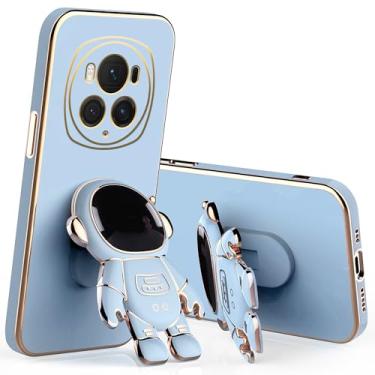 Imagem de Capa compatível com Honor Magic 6 Pro com suporte de desenho animado de astronauta criativo rosa, Honor Magic 6 Pro, capa de silicone à prova de choque, suporte macio de TPU (azul)