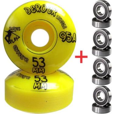 Imagem de Roda De Skate Derock 53mm 95A Play + Rolamento, Play 53mm amarelo
