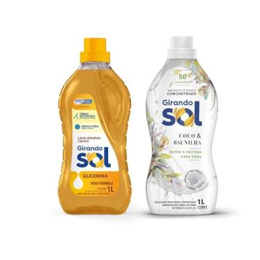 Imagem de Kit Lava Roupas 1 Litro Glicerina + Amaciante Concentrado Coco & Baunilha (1Litro ou 500 ml) - Girando Sol (Glicerina(1 Litro)+Coco 1 Litro (amaciante))