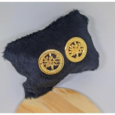 Imagem de Brinco Arvore da Vida Redondo Folheado 18k Dourado Antialérgico/ Par d