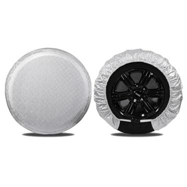 Imagem de Moonet Capas de pneu para rodas RV (pacote com 2) Oxford impermeáveis UV protetores solares para trailer, barco, trailer, campista, van, SUV, 99 cm x A 28 cm para diâmetro de 91 cm - 99 cm