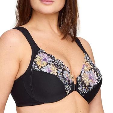 Imagem de Glamorise Sutiã feminino Wonderwire com fecho frontal com aro #1245, Estampa floral, 46H