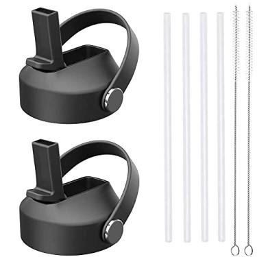 Imagem de HYDROWION Tampa de palha para garrafa de água de boca larga Hydroflask, tampa de canudo flexível para Hydro Flask 12 18 32 40 1,814 g e boca mais larga, tampa esportiva com tampa de substituição de canudo