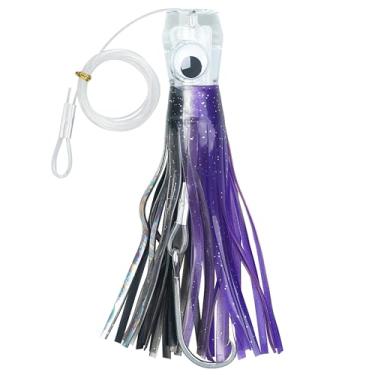 Imagem de Iscas de pesca marítima para pesca marítima de 15 cm para pesca marítima mahi, atum, marlin, wahoo, equipadas com gancho de saias de lula líder