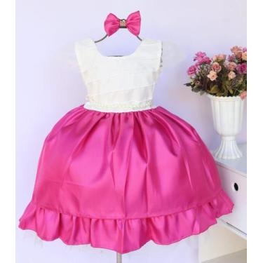 Imagem de Vestido Infantil Daminha Luxo Diversas Cores E Tiara - Pingo de Gente 