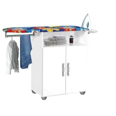 Imagem de Tabua de passar roupa MDP 02 portas Branca com cabideiro - PASSE BEM