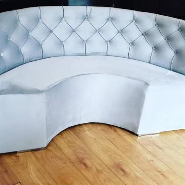 Imagem de Poltrona sofá canto alemão em u 1,82 veludo cinza capitone costurado /