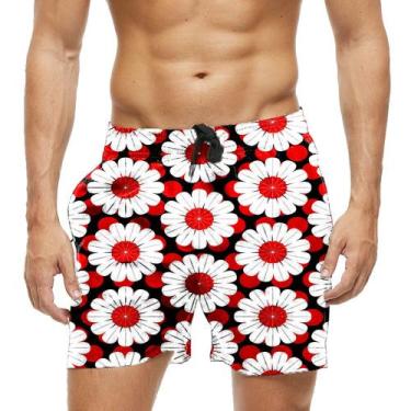 Imagem de Short Praia Shorts Banho Bermuda Verão Flores Cartoon Florido 606 - SM