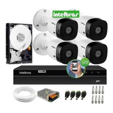 Imagem de Kit Intelbras 4 Cam Vhc 1120b E Dvr 8ch Mhdx 1208 C/500b