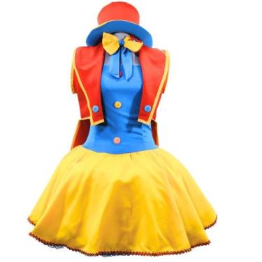 Imagem de Fantasia Palhaço Feminina Adulta Luxo de Carnaval Completa PP 32 - 34 