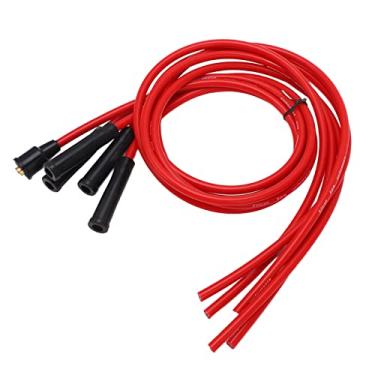 Imagem de Conjunto de Fio de Ignição de Carro de Silicone Vermelho de Alto Desempenho para Vela de Ignição de Automóvel de 4 Cilindros e 8 Mm