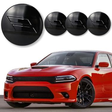 Imagem de BINQIGOO 4Pcs 63Mm 2,5" Slash Wheel Center Cap Covers Adequado para Dodge Charger Durango Dart 2015-2020 Jeep/Chrysler (Preto-Preto)