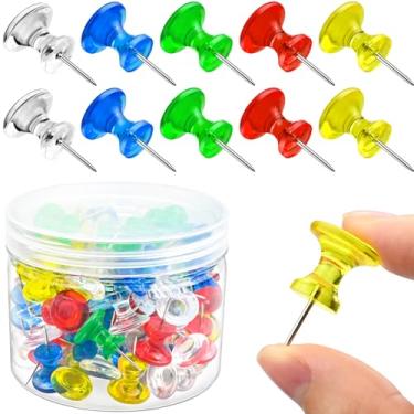 Imagem de Pacote com 100 alfinetes grandes multicoloridos, pinos gigantes de 2,5 cm, pinos coloridos para quadro de avisos, quadro de cortiça, casa, escritório, escola