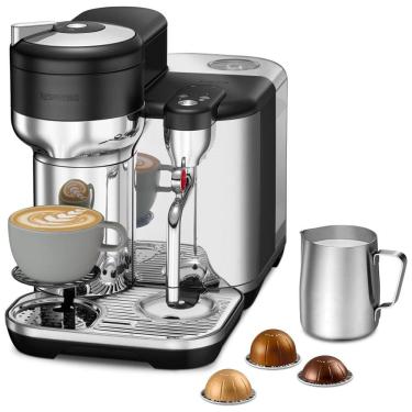 Imagem de Máquina de Café com 3 Configurações Personalizáveis e Bocal de Leite, 110V 1350W, Breville Nespresso Vertuo Creatista BVE850BTR, Preta