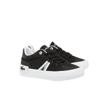Imagem de Lacoste Tênis infantil unissex L004, Preto/branco, 13.5 Little Kid