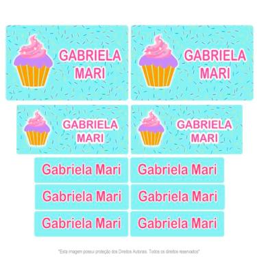 Imagem de Etiqueta escolar personalizada impermeavel vinil cupcake 130 unidades (cupcake - verde)