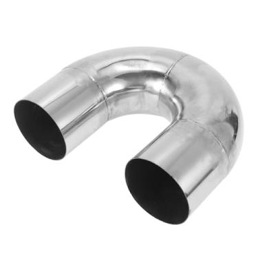 Imagem de Motoforti Tubo de escape de mandril de 180 graus DIY personalizado carro modificado tubulação tubulação 114 mm/4,5" OD 200 mm/7,87" comprimento T304 aço inoxidável prateado