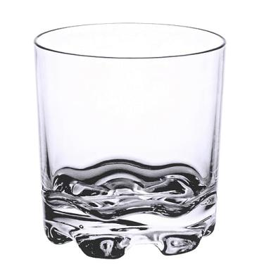 Imagem de TrueCraftware - Vidro de rocha de 340 g policarbonato com base pesada com pés, cor transparente vem em cada - Copo de plástico para bebidas e coquetéis para bar copo de uísque à moda antiga