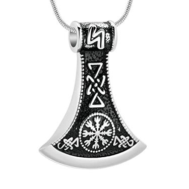 Imagem de VCCWYQK Colar masculino com urna de talismã de martelo de Thor Viking para homens, pingente de amuleto nórdico Mjolnir vintage, joia de cremação de aço inoxidável para cinzas, Aço inoxidável, Sem