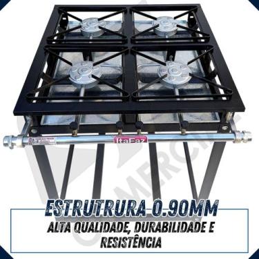 Imagem de Fogão Industrial Alta Pressão Gás 4 Bocas Fogão De Piso. - Itafaz