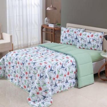 Imagem de KIT COMPLETO Edredom MALHA Dupla Face Estampado CASAL KING +JOGO DE LE