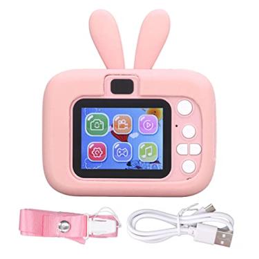 Imagem de Câmera infantil GRCFUMO, brinquedo de câmera digital portátil de viagem para crianças de 20 MP, câmera selfie para crianças pequenas, meninos e meninas, para presente de (Pink)