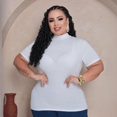 Imagem de Blusa Plus Size Feminina Gola Alta Manga Curta de MAlha - MAYARA MANZA