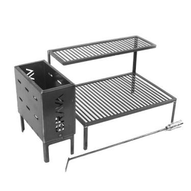 Imagem de Kit Grelha Uruguaia Rústica 80cm e Firebox para Churrasco Profissional