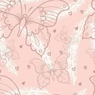 Imagem de Papel De Parede Adesivo Rosa Borboletas Quarto 3m
