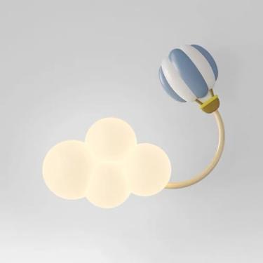 Imagem de Luminária de parede moderna para quarto infantil, arandela de parede em forma de nuvem de desenho animado, branca, 18 W, luminária de parede de cabeceira, ajustável em 3000 K/4000 K/6000 K,