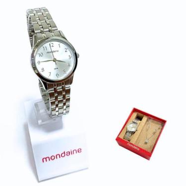Imagem de Relógio Mondaine Feminino Analógico Prateado Kit 32608L0MKNE2K1