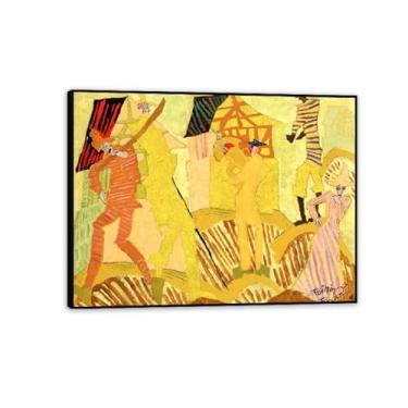 Imagem de Impressões de Lyonel Feininger, Trumpeters in the Village, pôster Lyonel Feininger impressões de arte em tela, imagens de arte de parede expressionismo para decoração de casa moderna 90 x 70 cm (36 x