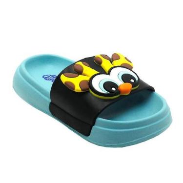 Imagem de Slide Plugt Floquinho Infantil Girafa Azul e Preto Fofinha EVA Super L