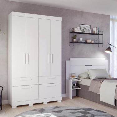 Imagem de Guarda Roupa Solteiro com Pés 4 Portas 4 Gavetas 100MDF Porto Panan