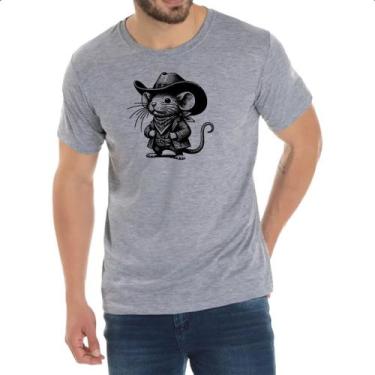 Imagem de Camiseta Cinza Rato cowboy grafite arte - Alearts, G