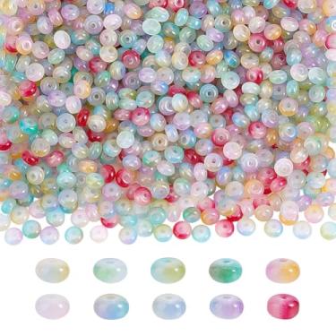 Imagem de HOBBIESAY 100 peças, 10 cores, contas de ábaco de vidro, disco, colorido, pedra, espaçador, contas, Rondelle, contas lisas e soltas, contas lisas para artesanato, colar, pulseira, joias, orifício: 1,2