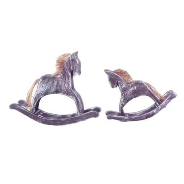 Imagem de XLWLLNJ 2 peças Figuras de madeira de madeira Artesas de arte exclusivas esculpidas em madeira esculturas de cavalos de balanço para fazenda para fazenda