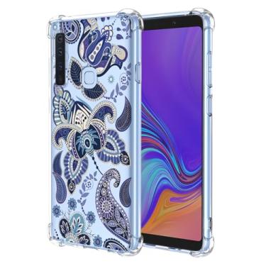 Imagem de JDYGWK Capa para Samsung A9 2018 Galaxy A9 2018 estampa floral transparente, silicone TPU macio, fina, à prova de choque, capa protetora antiarranhões para Samsung Galaxy A9 2018, azul encantador